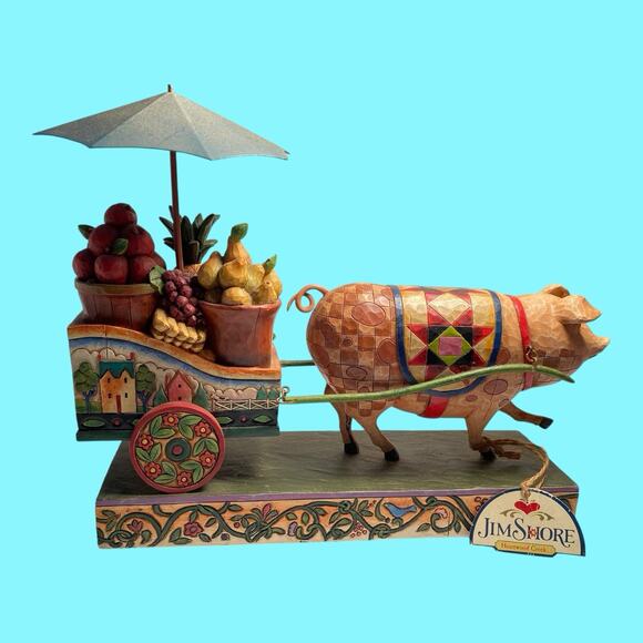 Jim Shore This Little Piggy Went To Market Pig Fruit Cart Heartwood Creek Enesco - Picture 4 of 16